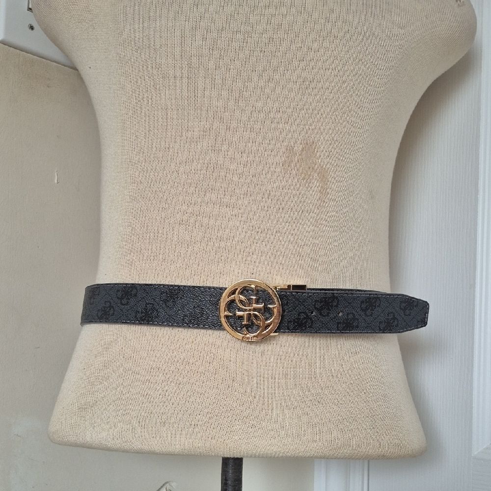 Guess Black Belt with Gold Logo Buckle
